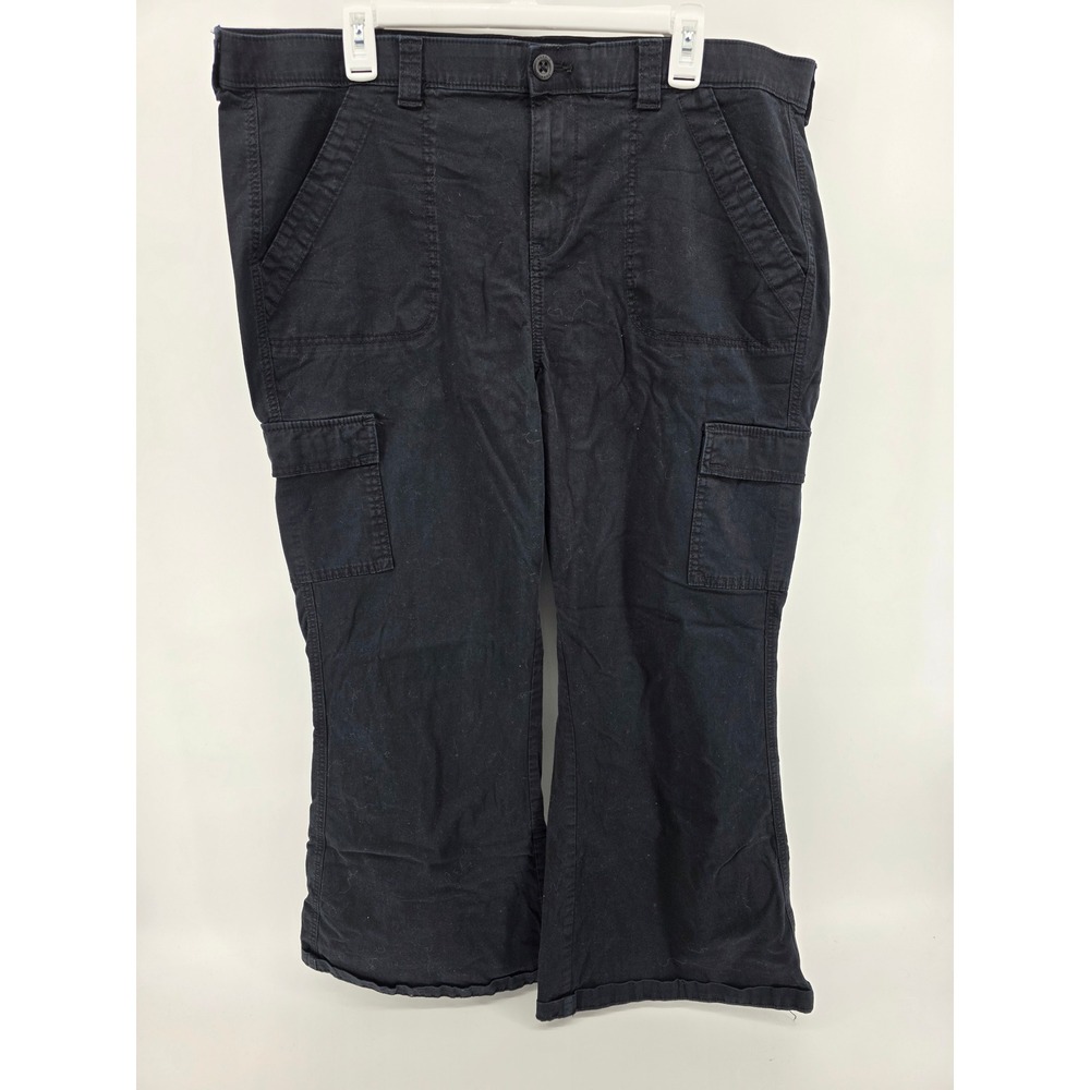 Torrid Black Wide Leg Cargo Pants Cotton Flare Size 18